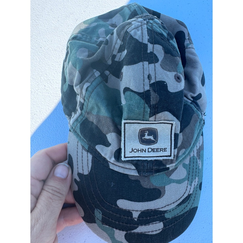 John Deere Toddler Camo Baseball Hat Camouflage Elastic Back Logo Patch Cap